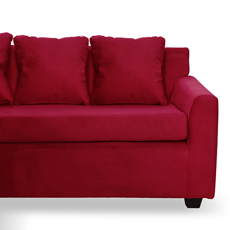 Seccional Lucca 3 Cuerpos Tela Velvet Burdeo-5