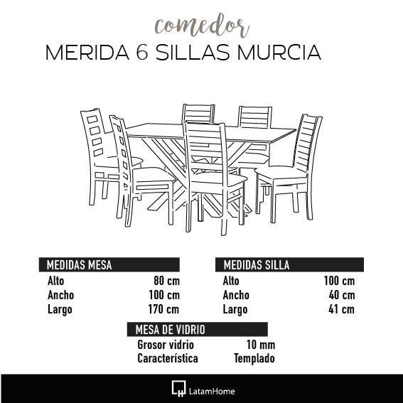 Juego De Comedor Merida 6 Sillas Murcia Tela Velvet Turquesa-4