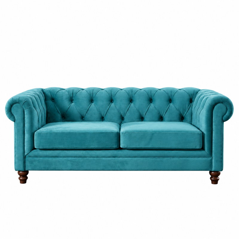 SOFA FLORENCIA 3C TELA VELVET TURQUESA-1
