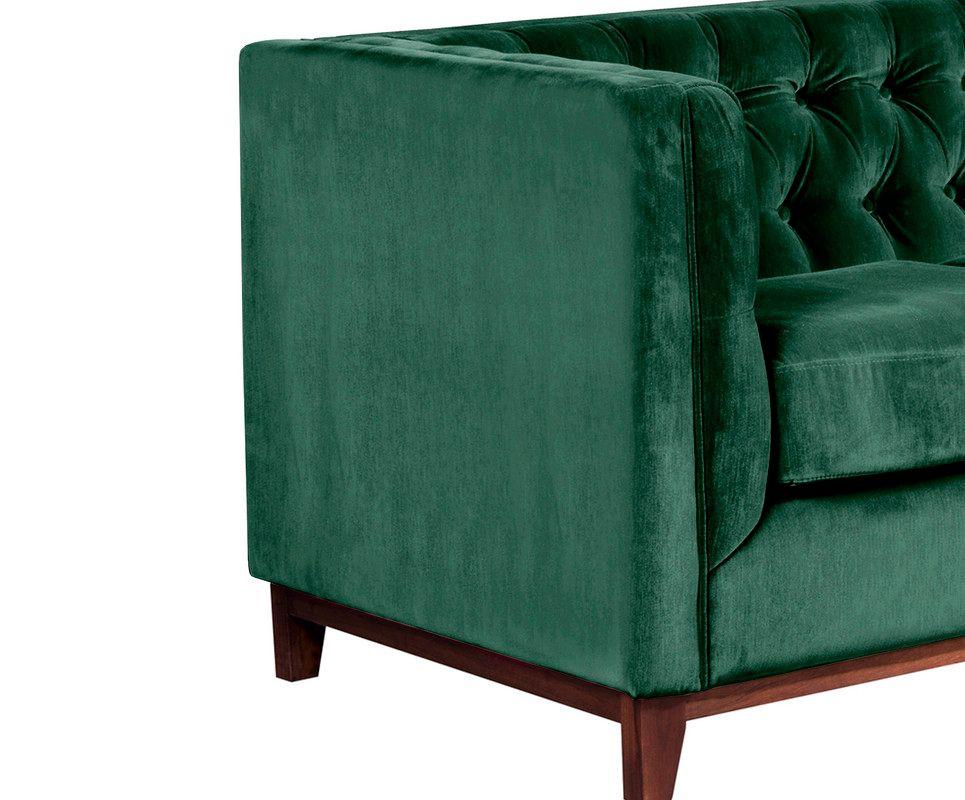 Sofá Roma 3 Cuerpos Capitoné Tela Velvet Verde-3