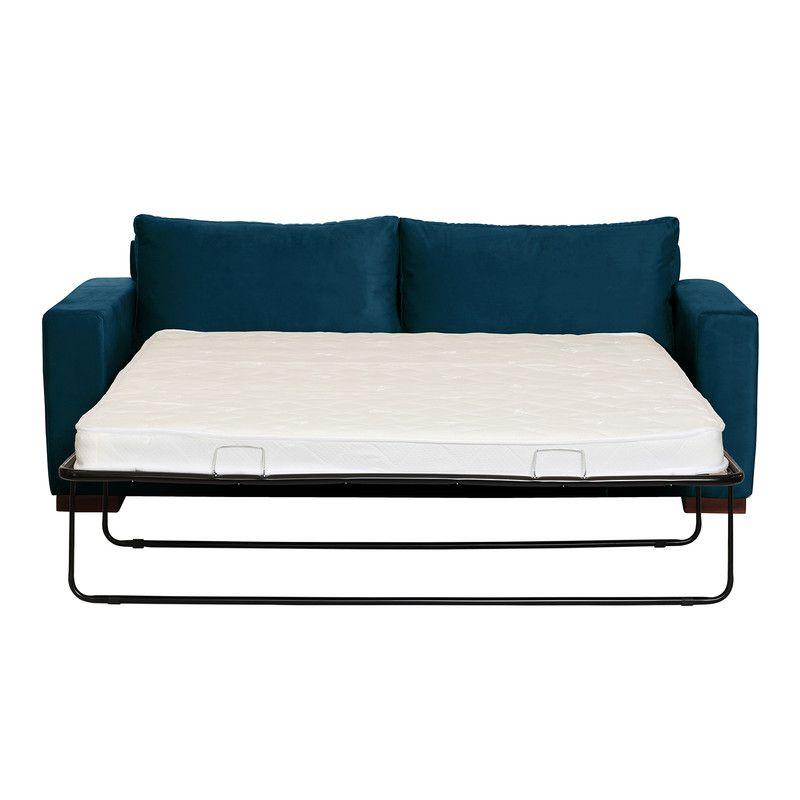 Sofa Cama Livorno 2Pl Tela Velvet Azul Petroleo-2