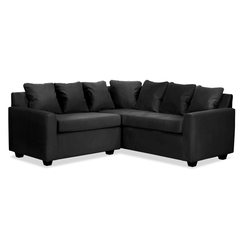 Seccional Lucca 3 Cuerpos Tela Velvet Negro-2
