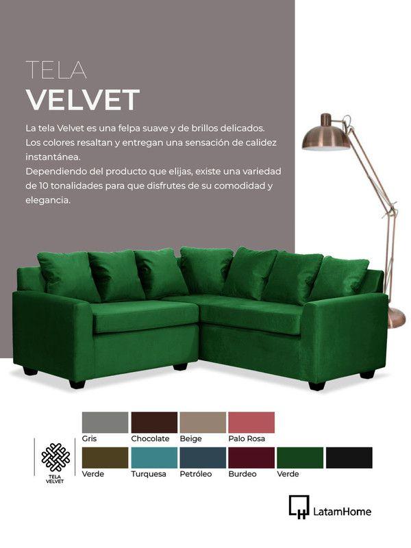 Seccional Lucca 3 Cuerpos Tela Velvet Negro-4