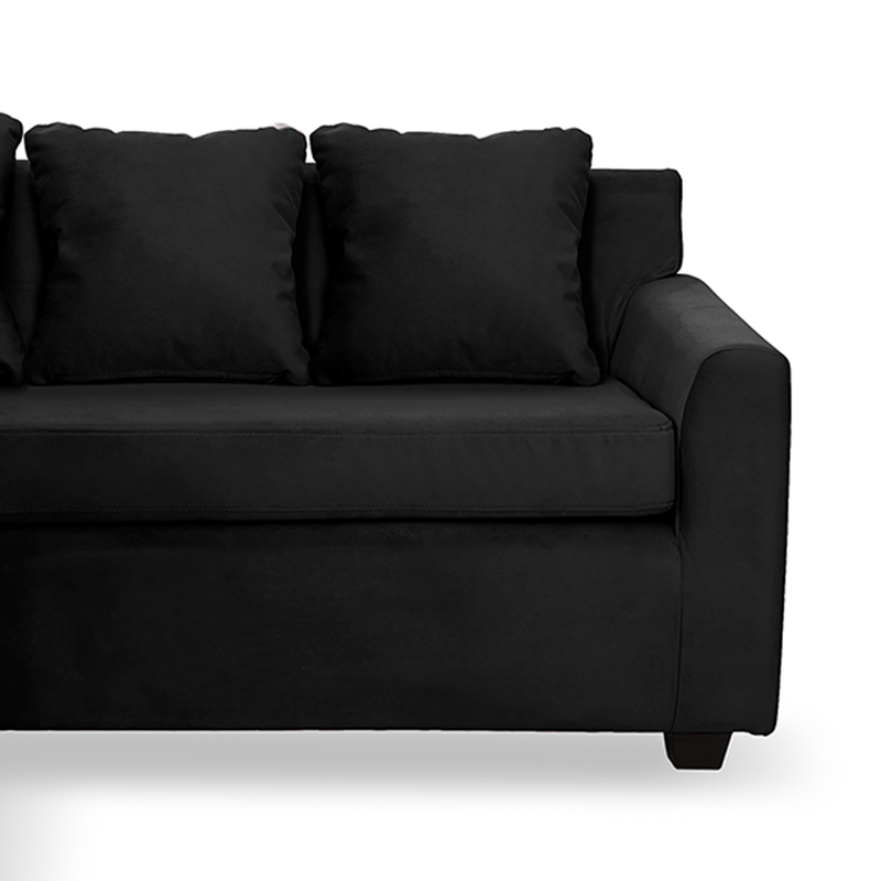 Seccional Lucca 3 Cuerpos Tela Velvet Negro-5