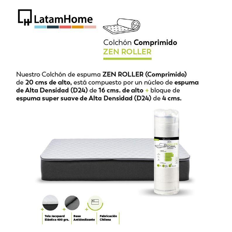 Cama Funcional Baul Full 1.35 Mt Colchon Comprimido New Top + 2 Almohadas Tela-3