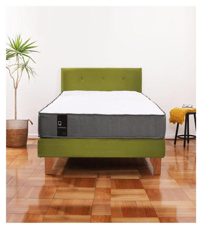 Cama Europea Zen Best 1.5 Plaza Colchon Resortes Base Dividida + Respaldo Tela Pistacho-0
