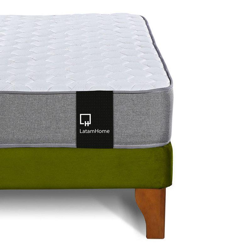 Cama Europea Zen Best 1.5 Plaza Colchon Resortes Base Dividida + Respaldo Tela Pistacho-6