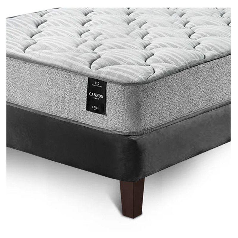 Combo Cama Cannon 1,5 Plaza Textil + Respaldo Tela Negro-2