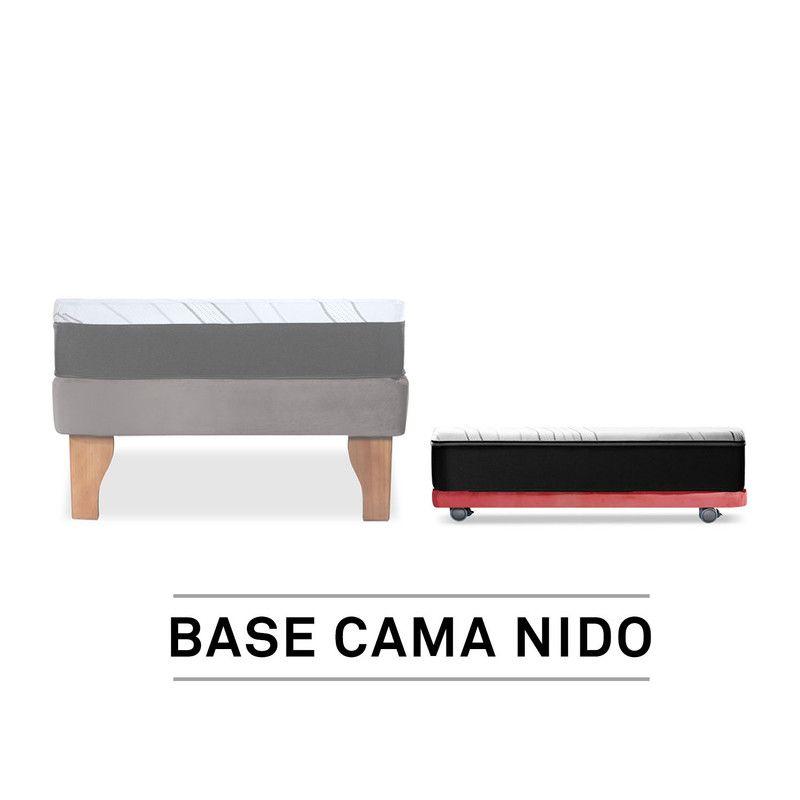 Base Cama Nido 1 Pza 190 Cm + Colchon Zen Pro Tela Palo Rosa-2
