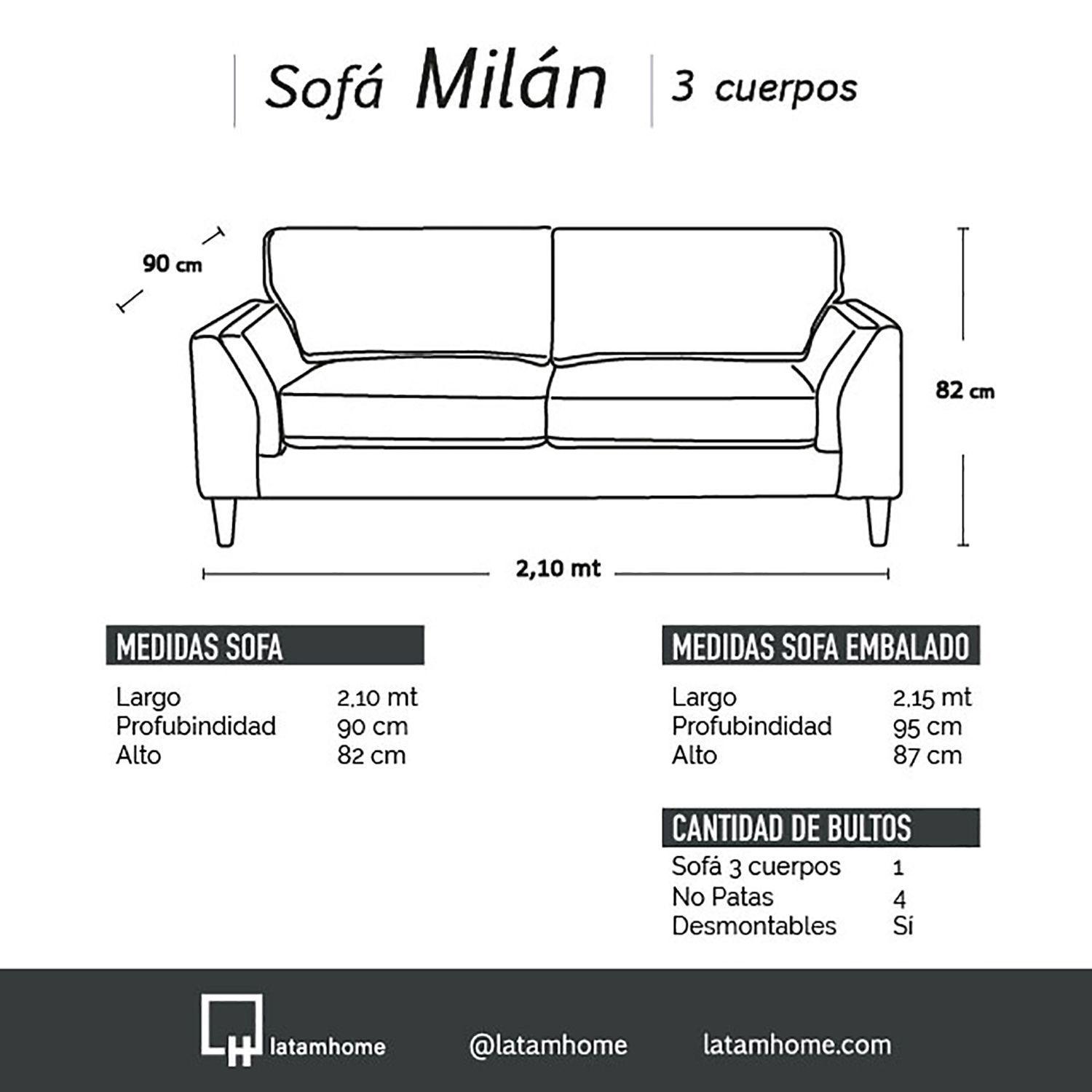 Sofá Milan 3C Lino Con Asiento de Resortes Pocket-5