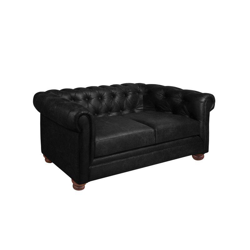 Sofa Florencia 2 Cuerpos Cuero Colorado Negro-2
