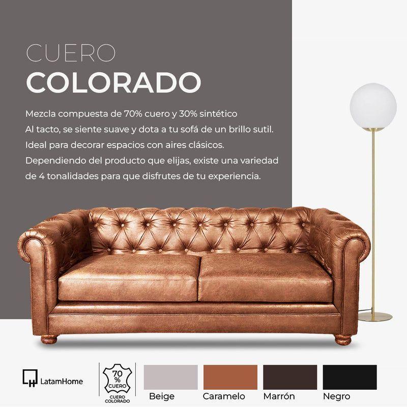 Sofa Florencia 2 Cuerpos Cuero Colorado Caramelo-6