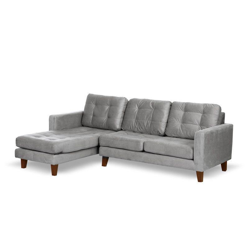 Sofa Chaiselong Izq Napoles Tela  Velvet  Gris-2