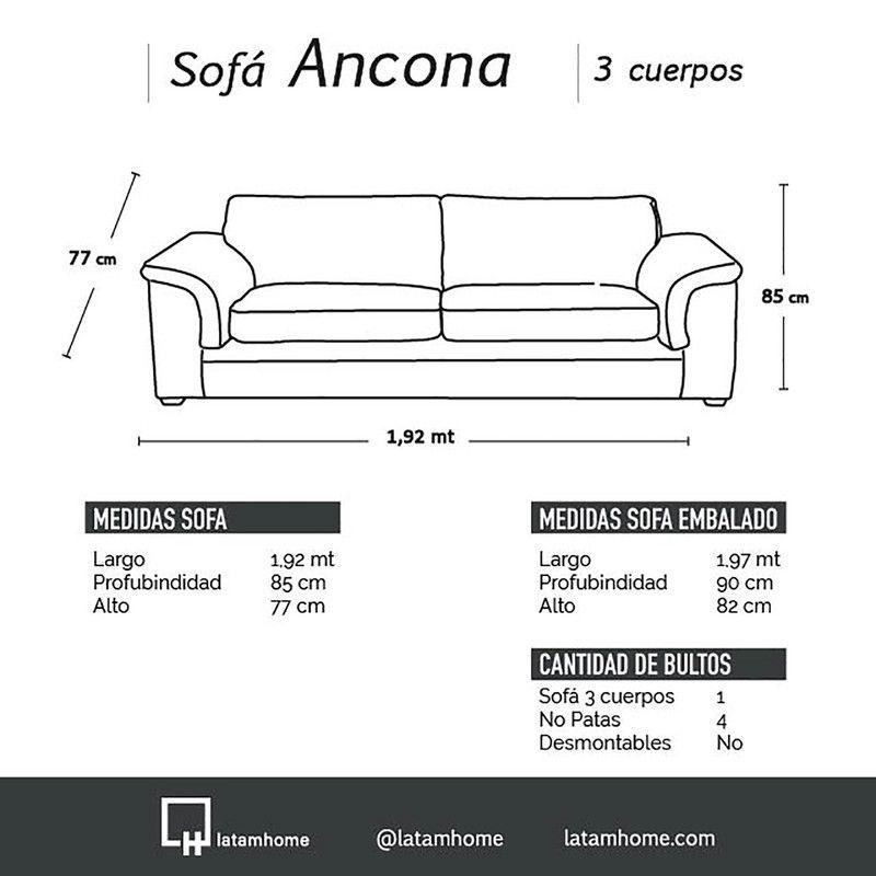 SOFA ANCONA 3C TELA  VELVET  GRIS-5