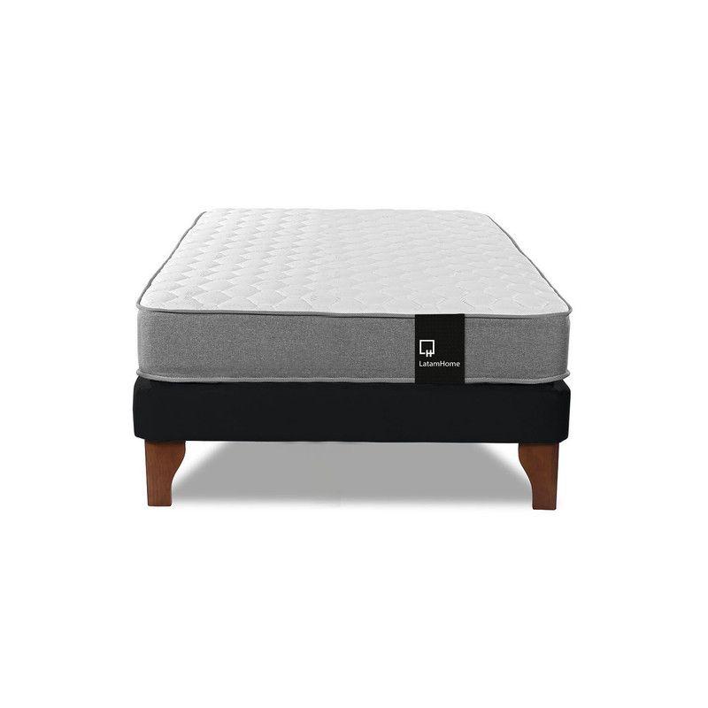 Cama Europea Zen Best 1.5 Plaza Tela Velvet Negro-3