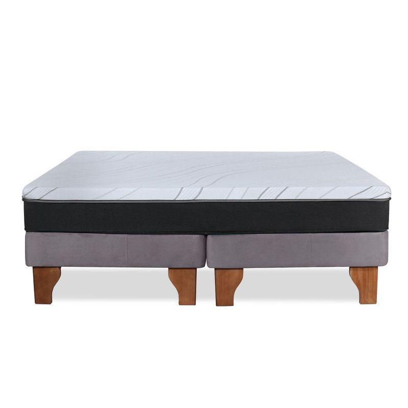 Cama Europea 2 Plazas Zen Pro 150x200 Cm Tela Gris-2