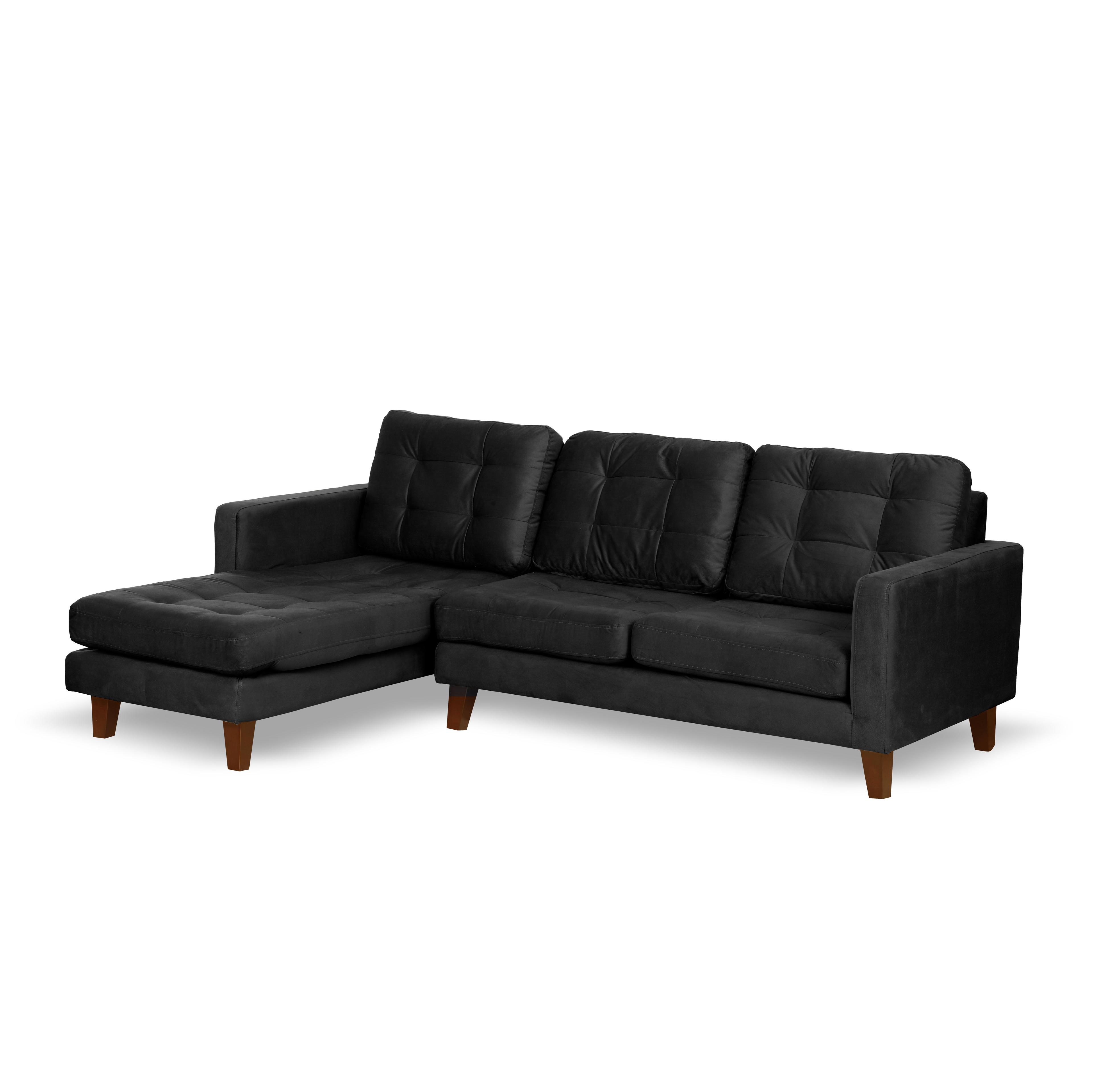 Sofa Seccional Izquierdo Napoles Tela Velvet Negro-2