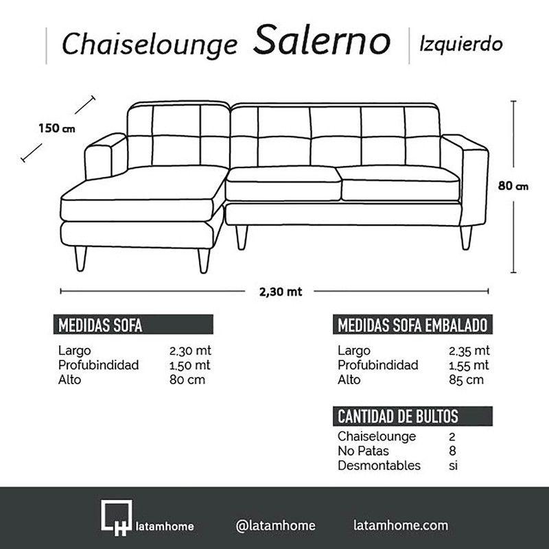 Sofa Chaiselong Izq Salerno Tela  Velvet  Gris-3