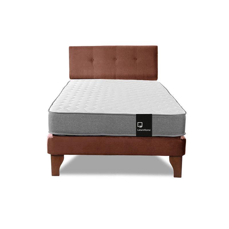 Cama Europea Zen Best 1.5 Plaza Tela Velvet Chocolate + Respaldo-3