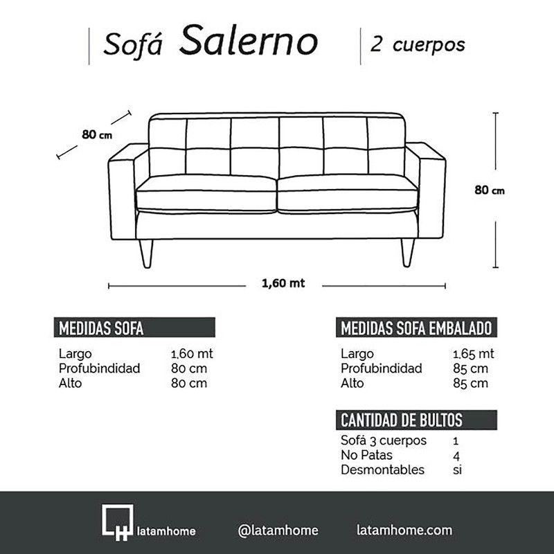 Sofa Salerno 2C Tela  Velvet  Gris-3