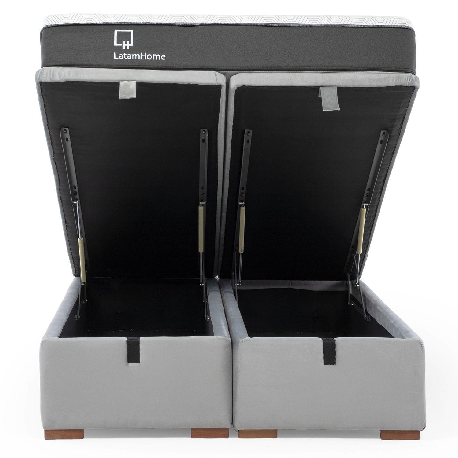 Cama Boxet 2 Plazas Base Dividida Colchon Resortes Zen Pro Con Funda Lavable-2