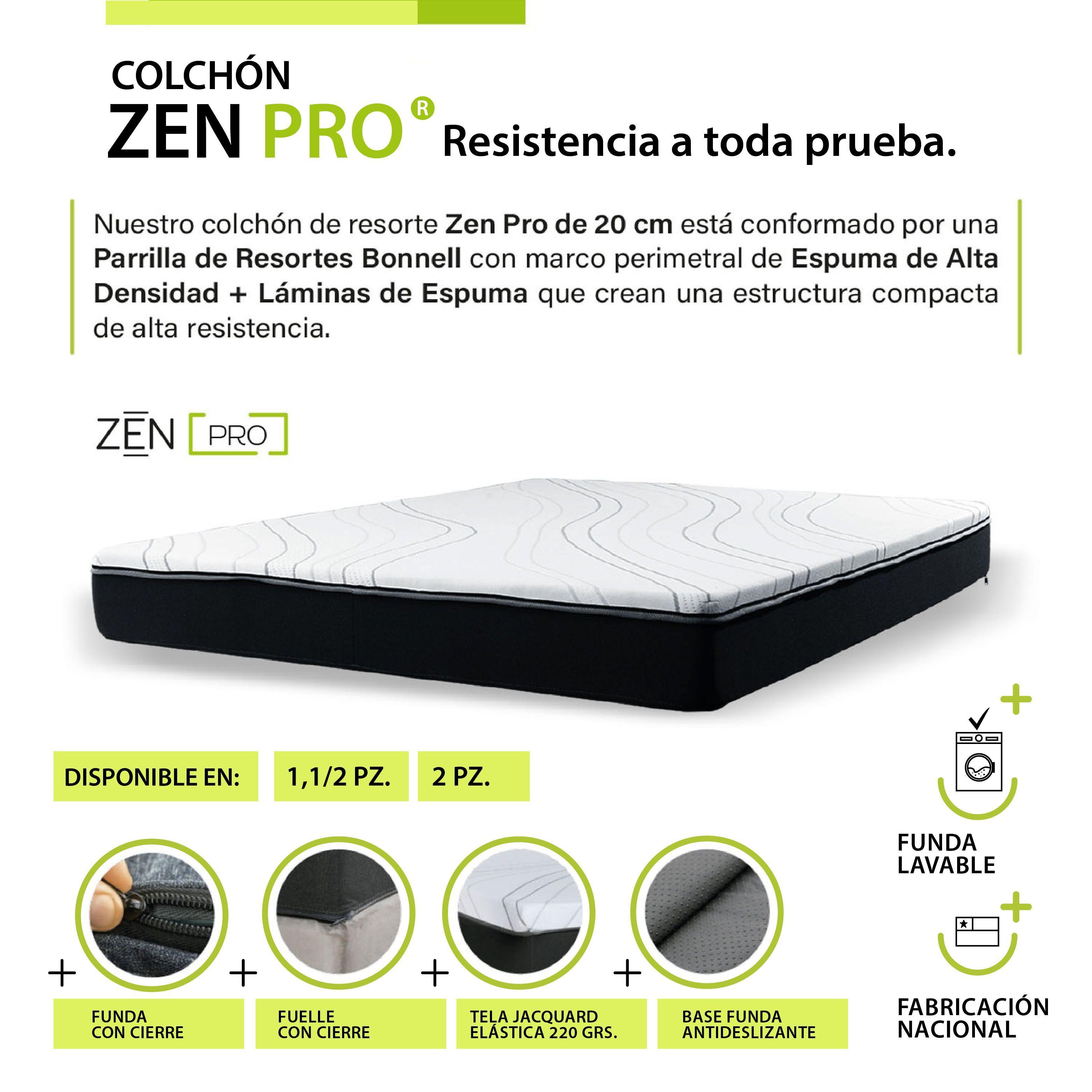 Cama Boxet 2 Plazas Base Dividida Colchon Resortes Zen Pro Con Funda Lavable-4