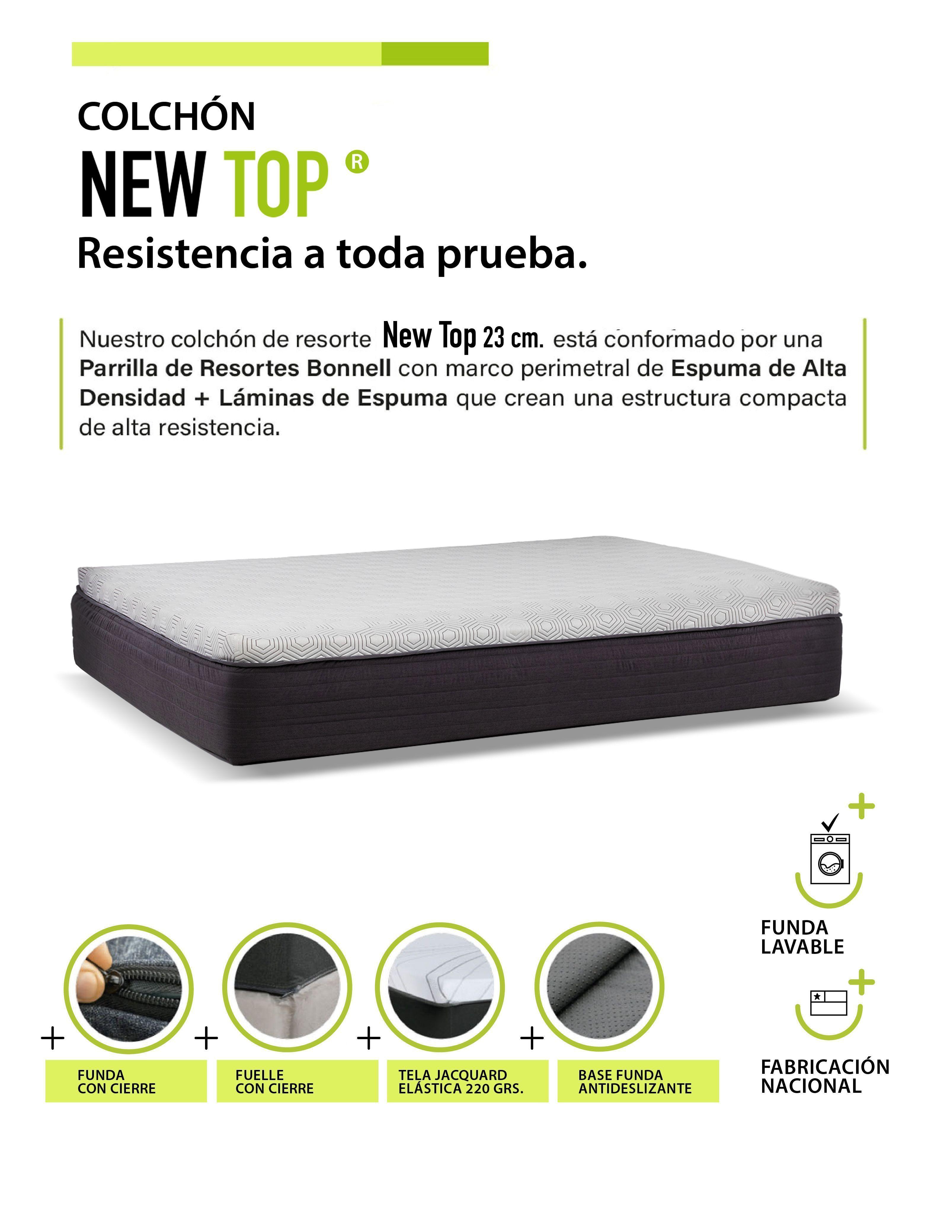 Cama Funcional Boxet 2 Plazas Base Dividida Colchon Resortes New Top Funda Lavable Gris-4
