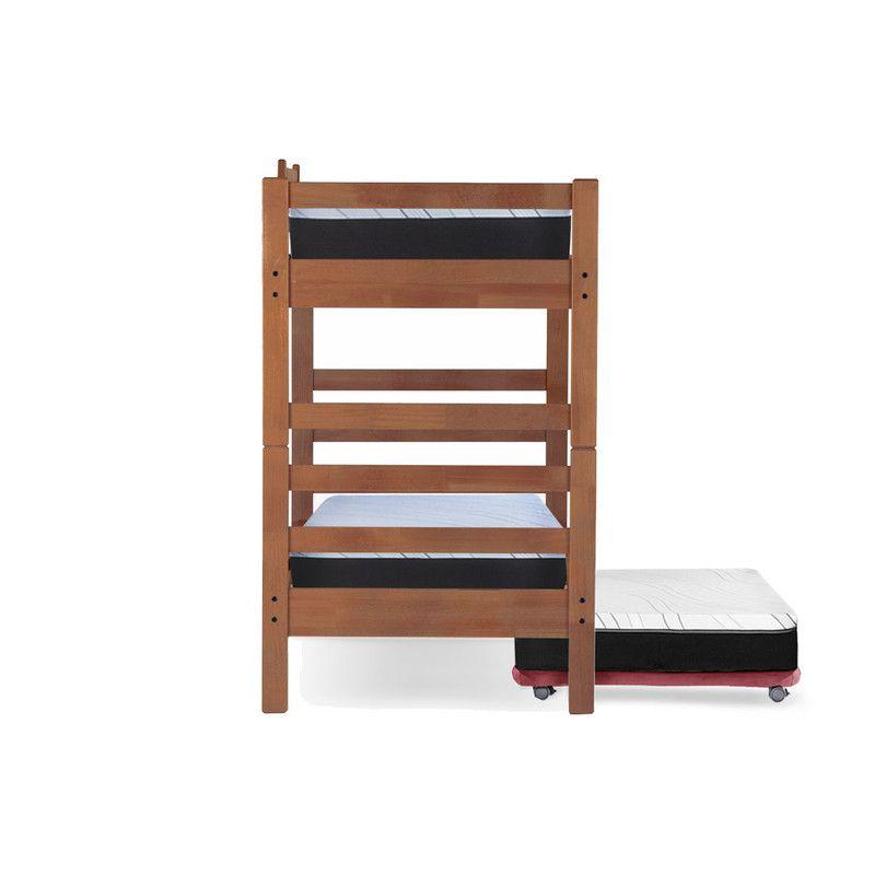 Camarote Triple Zen Palo Rosa + Colchones Top Foam Visco 1 Pza Desmontable Madera-2