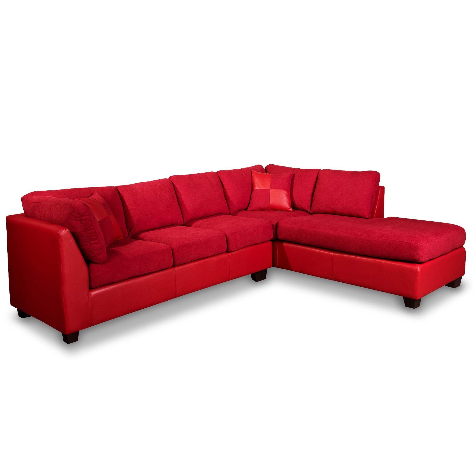 SECCIONAL PADUA DER PU ROJO/TELA VELVET BURDEO-2