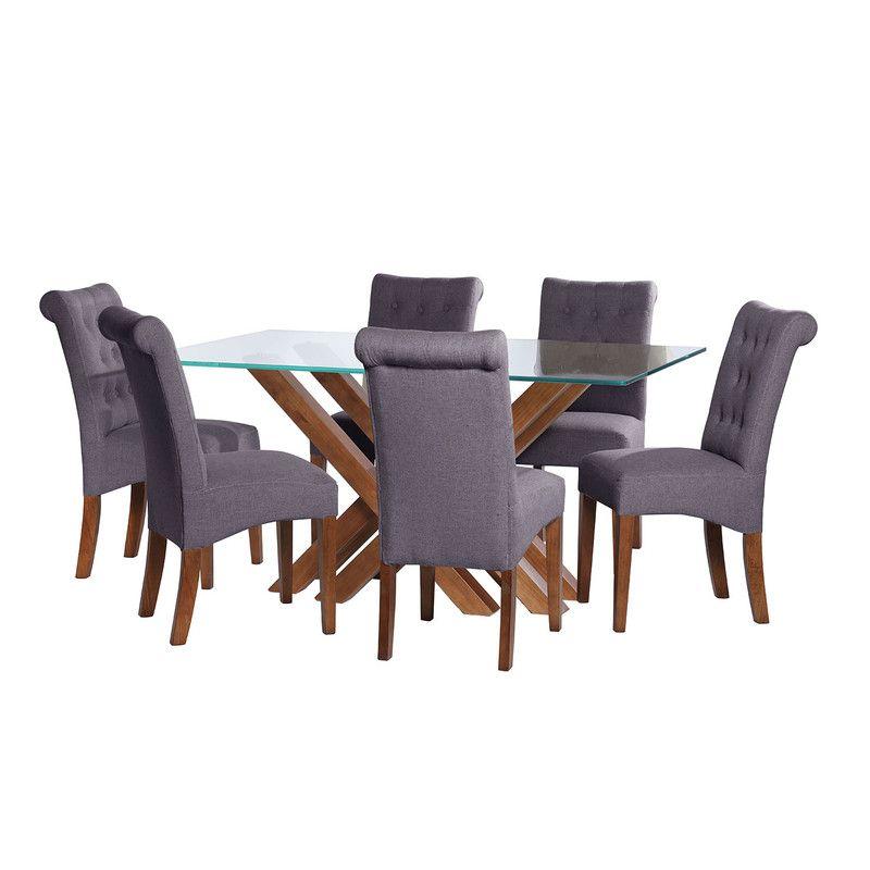 Juego De Comedor Merida 6 Sillas Oviedo Lino Gris Oscuro-0