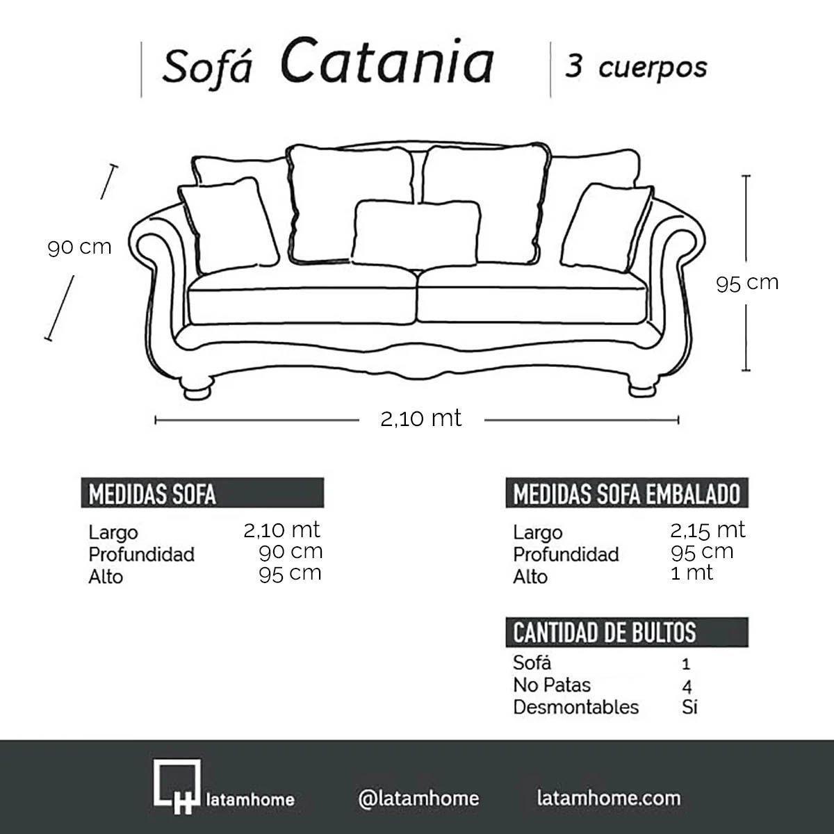 Sofa Catania 3 Cuerpos Clásico Tela Velvet-3