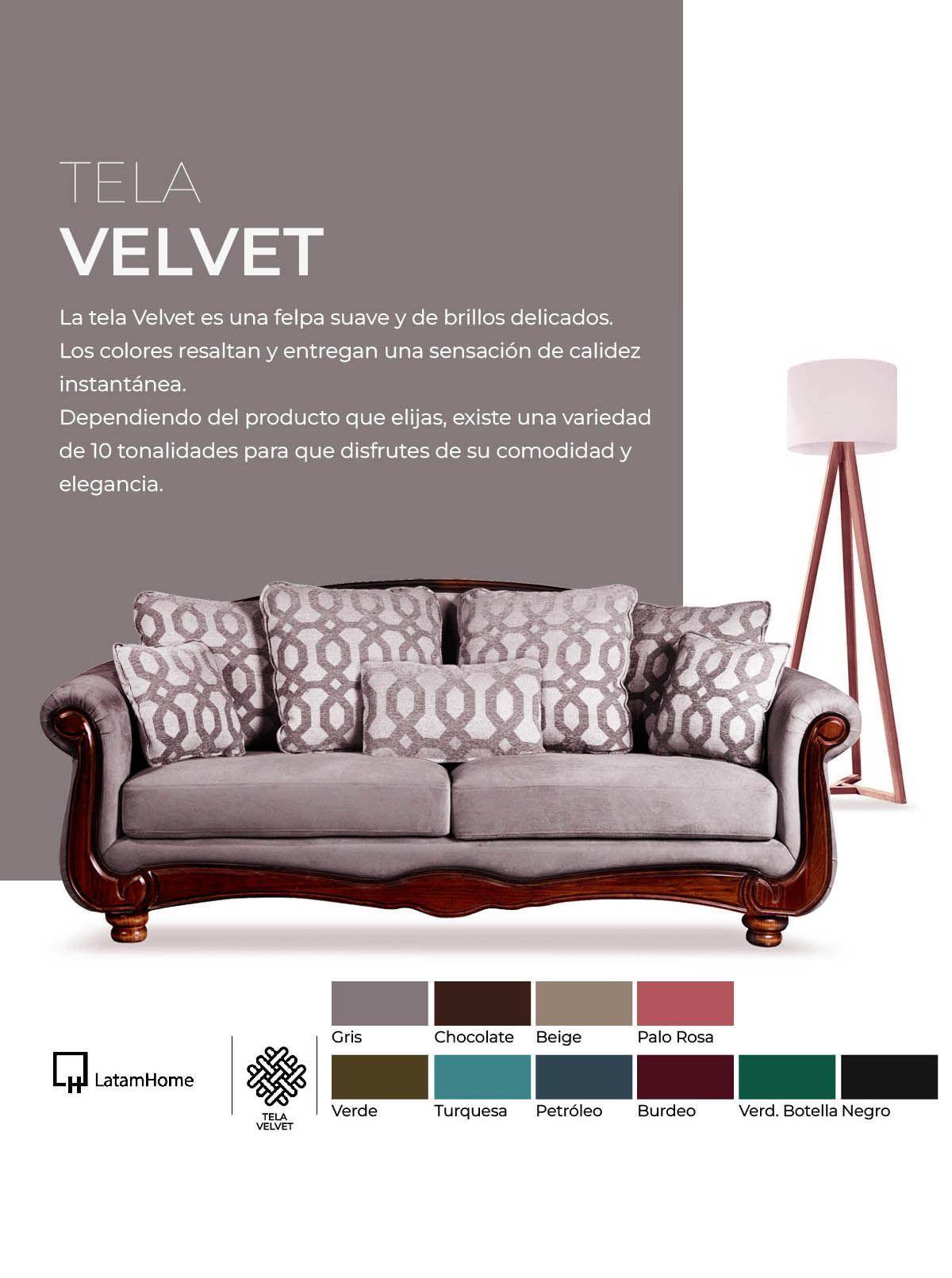 Sofa Catania 3 Cuerpos Clásico Tela Velvet-5