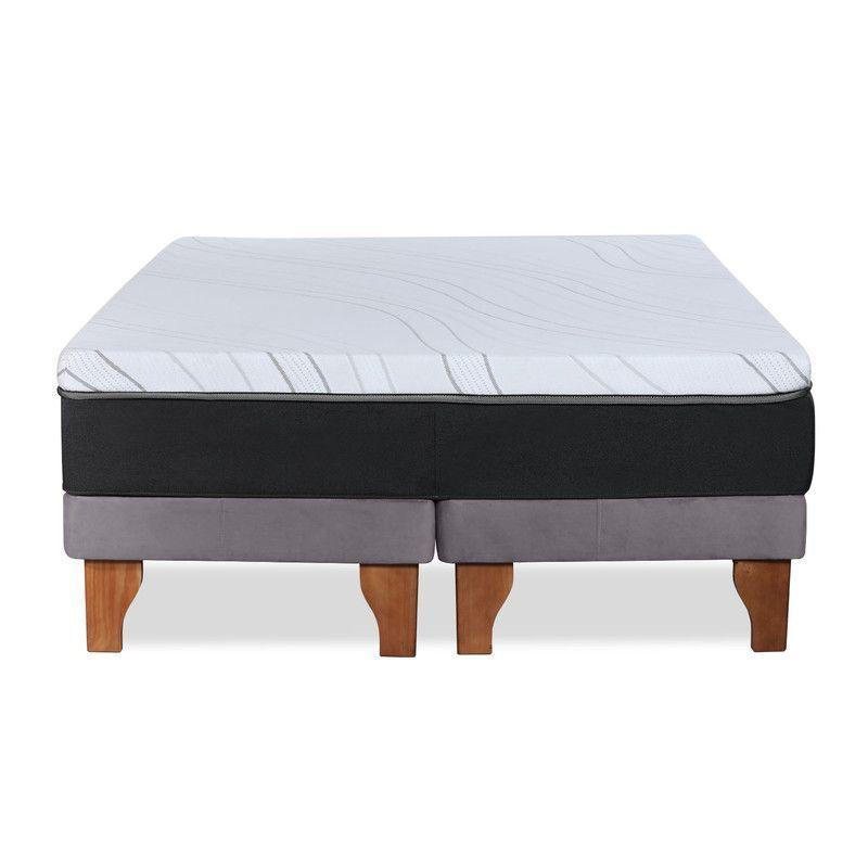 CAMA ZEN TOP SPRING  VISCO TELA GRIS 2PZA-2