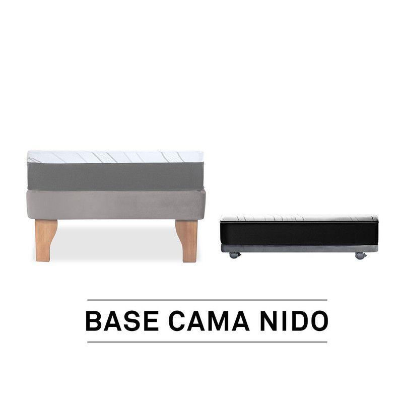 Base Cama Nido 1 Pza 190 Cm + Colchon Zen Pro Tela Gris-2