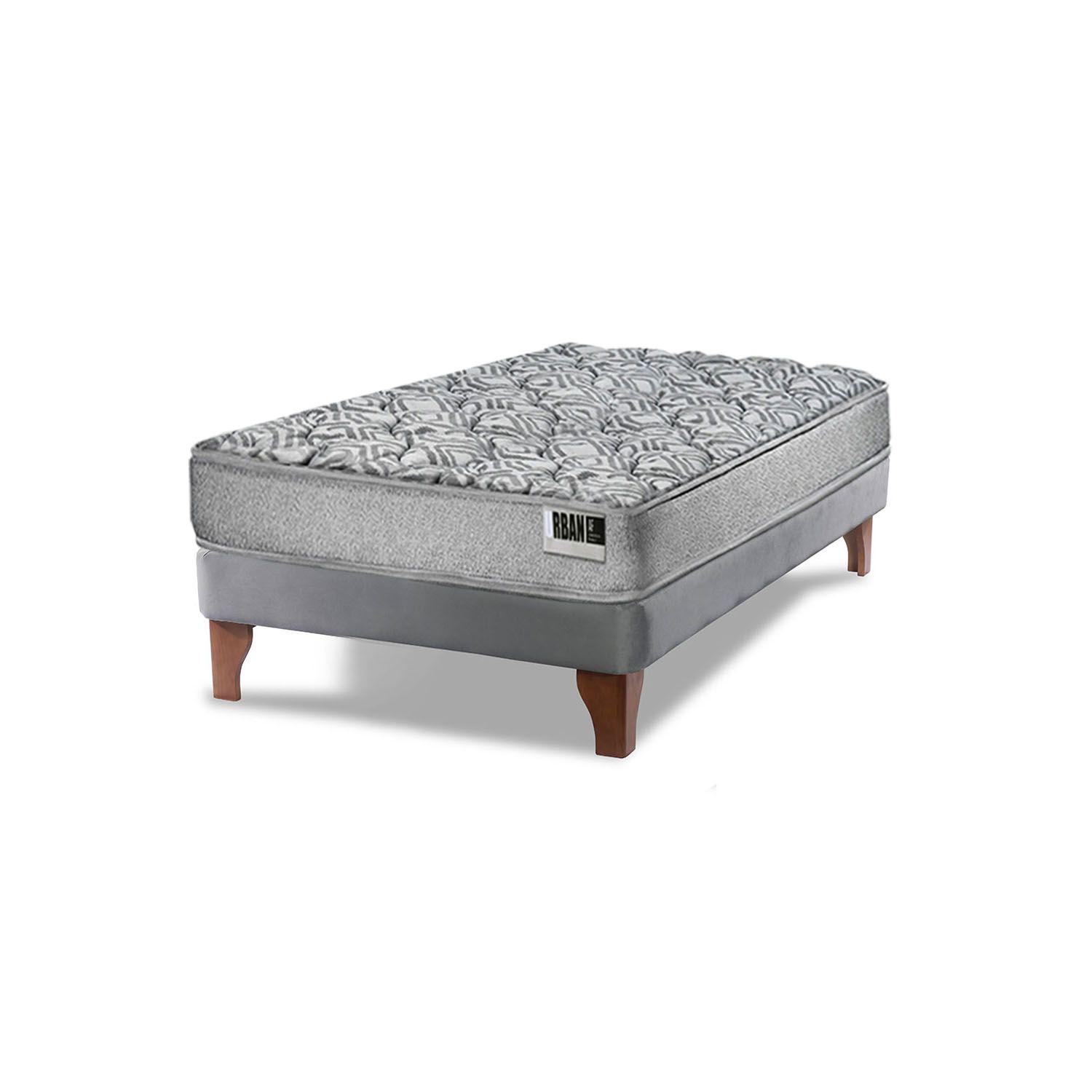 Cama Europea Cannon Zen Urban 1.5 Plaza Tela Gris-1