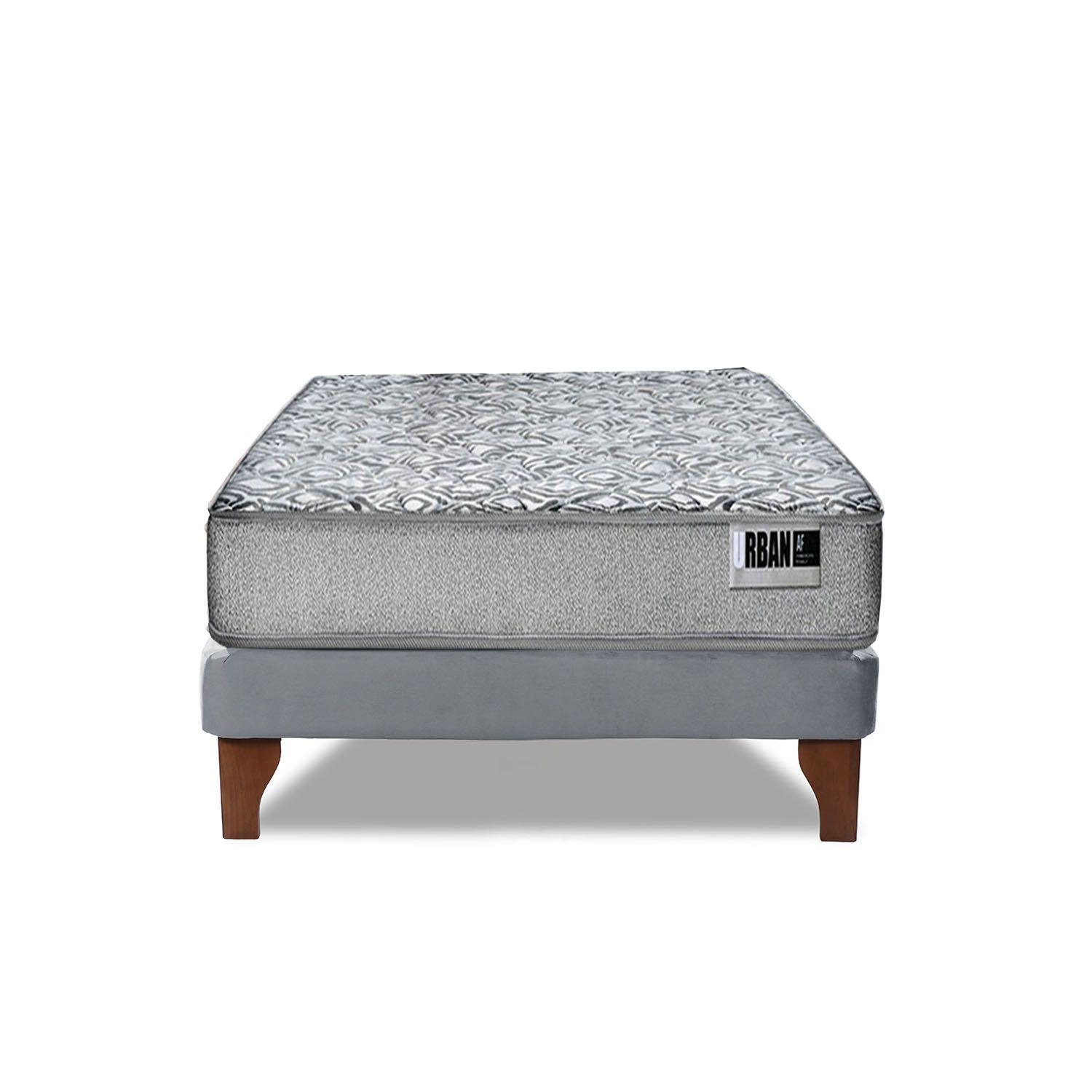 Cama Europea Cannon Zen Urban 1.5 Plaza Tela Gris-4