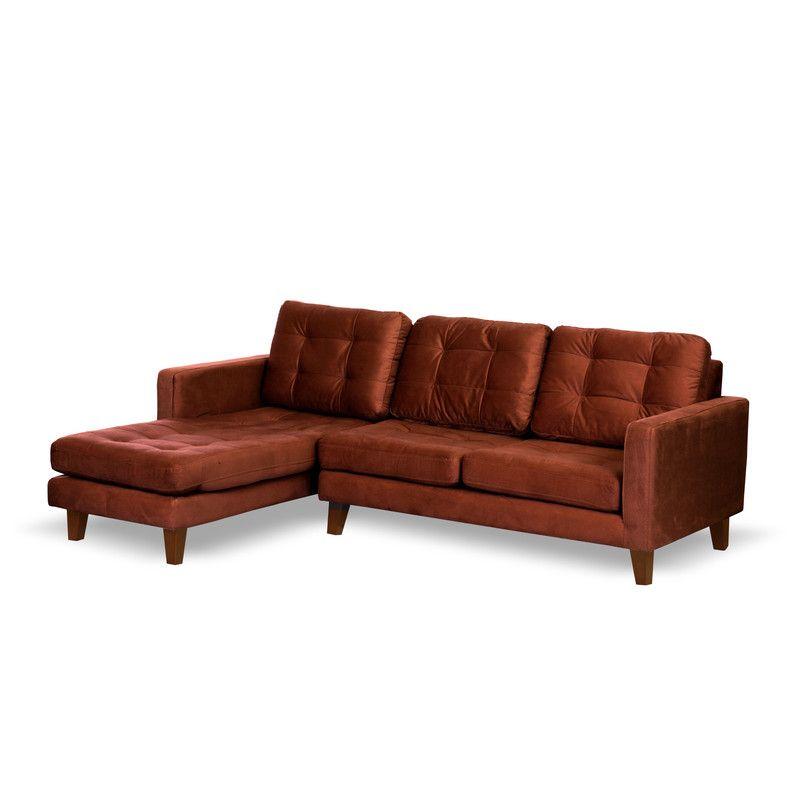 Sofa Chaiselong Izq Napoles Tela  Velvet  Chocolate-1