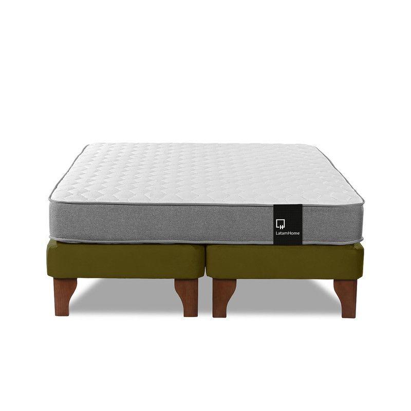 Cama Europea Zen Best Tela Velvet Verde 2 Plazas-3