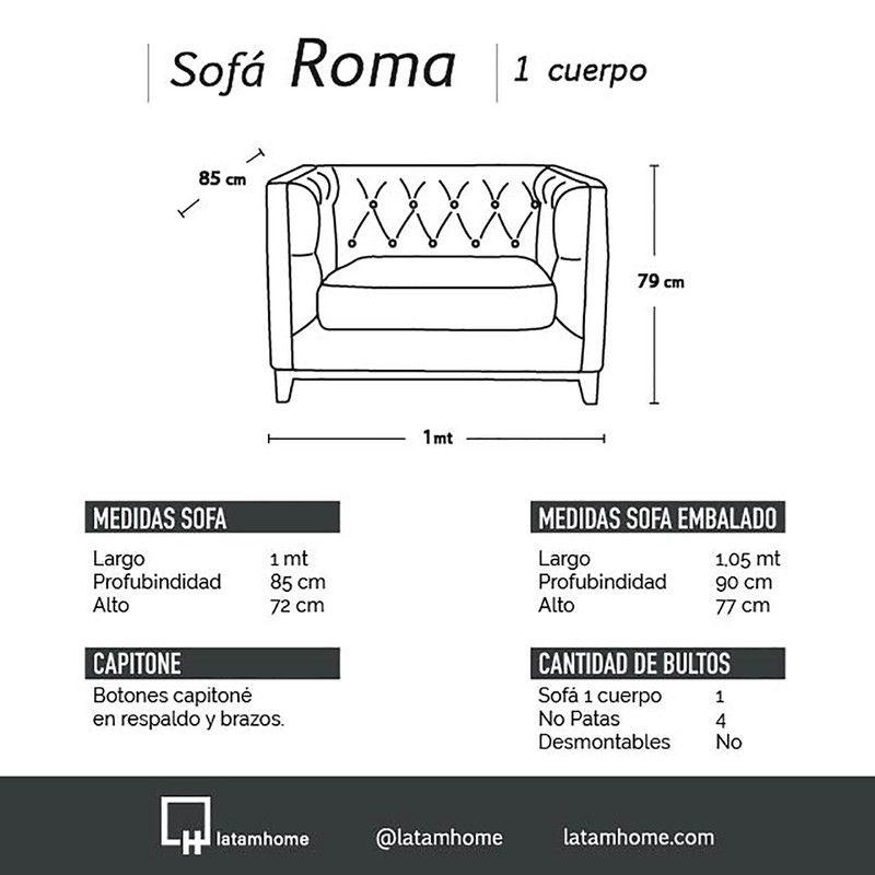 Sofa Roma 1 Cuerpo Capitoné Cuero Colorado Caramelo-3