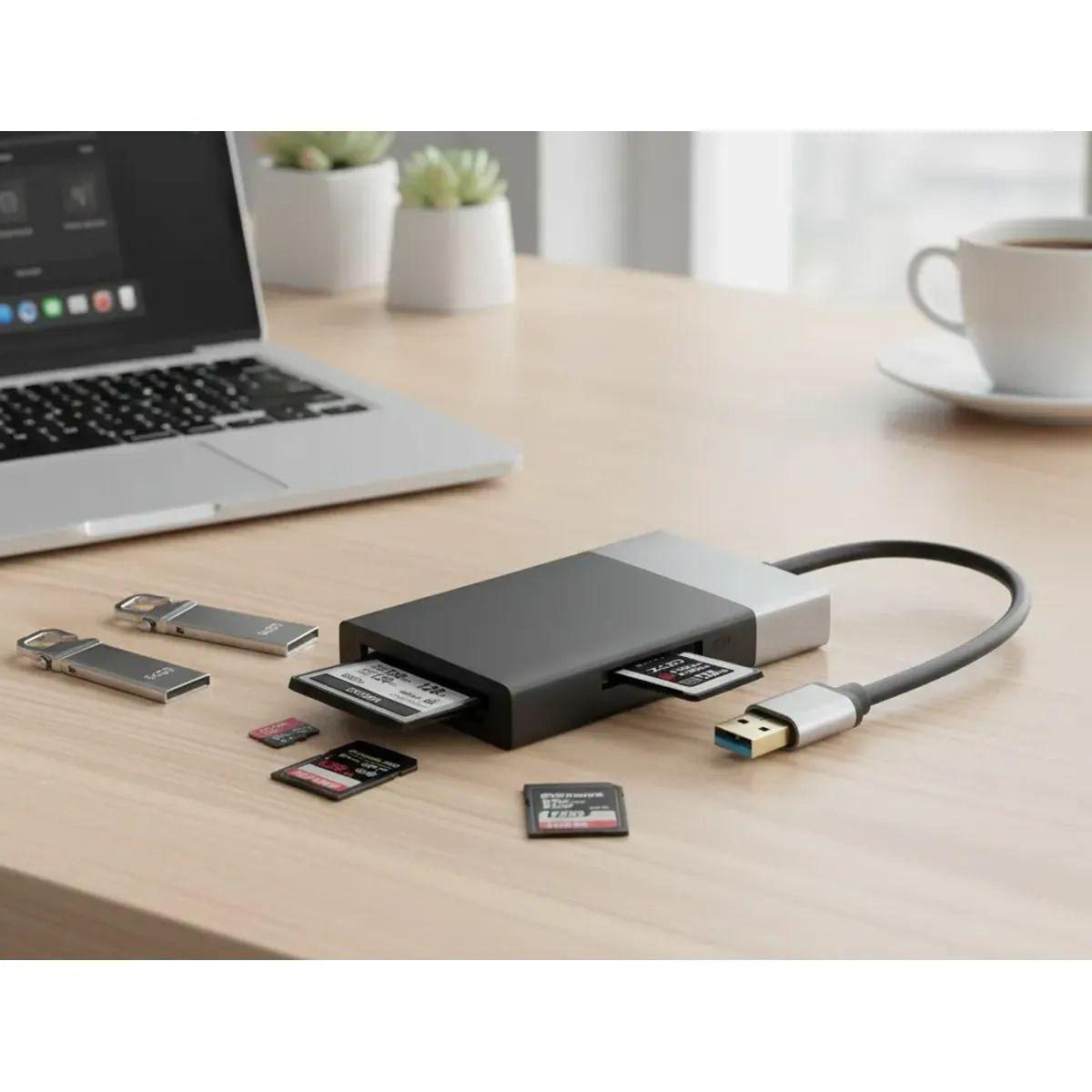 Lector Multifuncional Tarjeta 6en1 Sd microsd cf xqd Usb 3 0-3