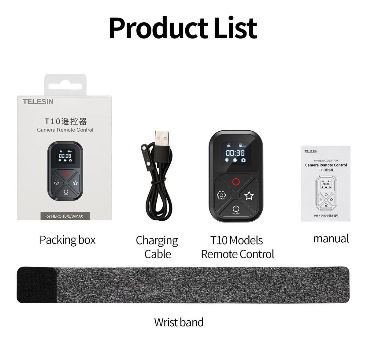 Control Remoto Smart Wifi Telesin Para Gopro 12 11 10 9 Max-6