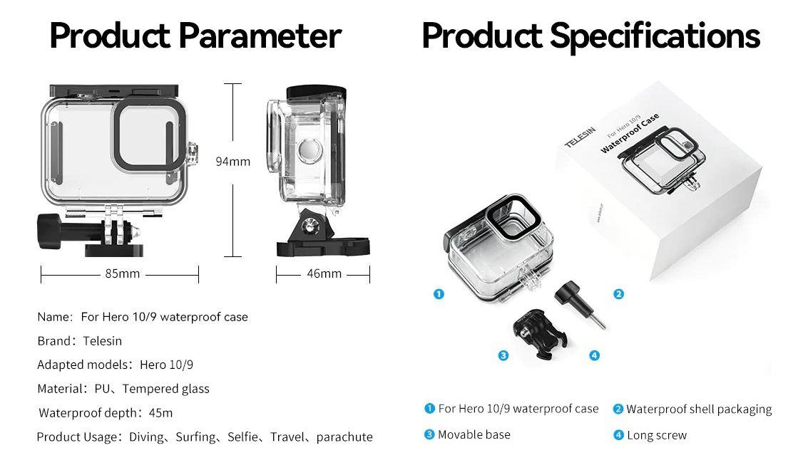 Carcasa Sumergible Impermeable Para Gopro Hero 12 11 10(45m)-6