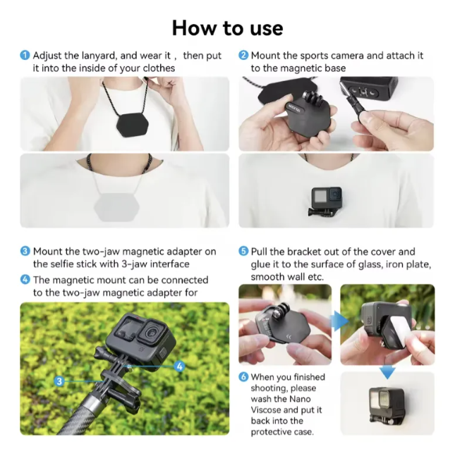 Soporte Pecho Magn tico Telesin Para Gopro Insta360 Dji-5