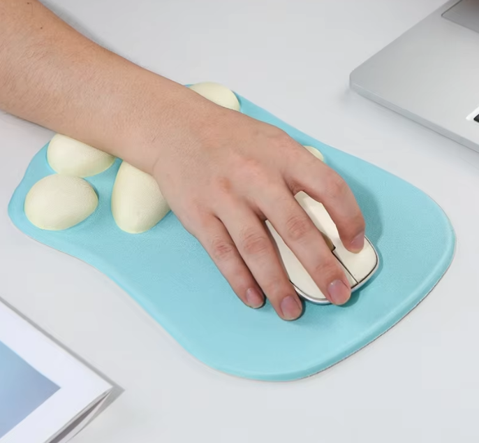 Mouse Pad Alfombrilla Gel Con Soporte Mu eca De Gato Suave Celeste Gatito-3
