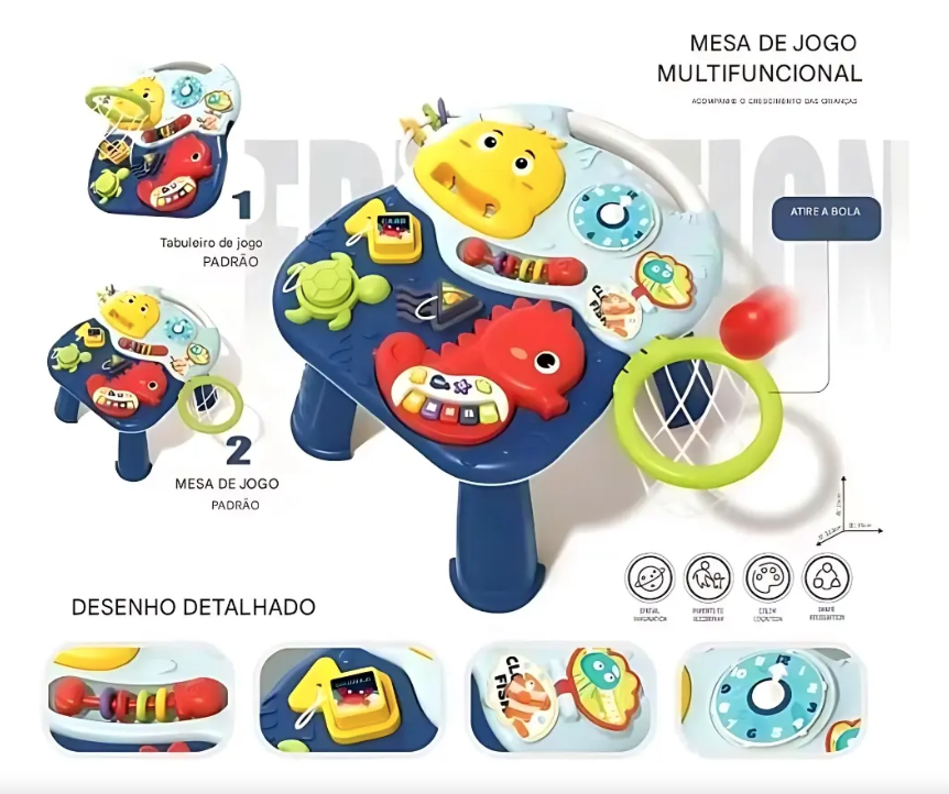 Mesa Actividades Bebe Didactica Musical Juguete Juego 2 en 1 Azul-6