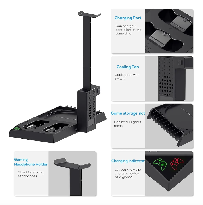 Base 5en1 Con Estaci n Carga Para Xbox Series X 2 Baterias-3