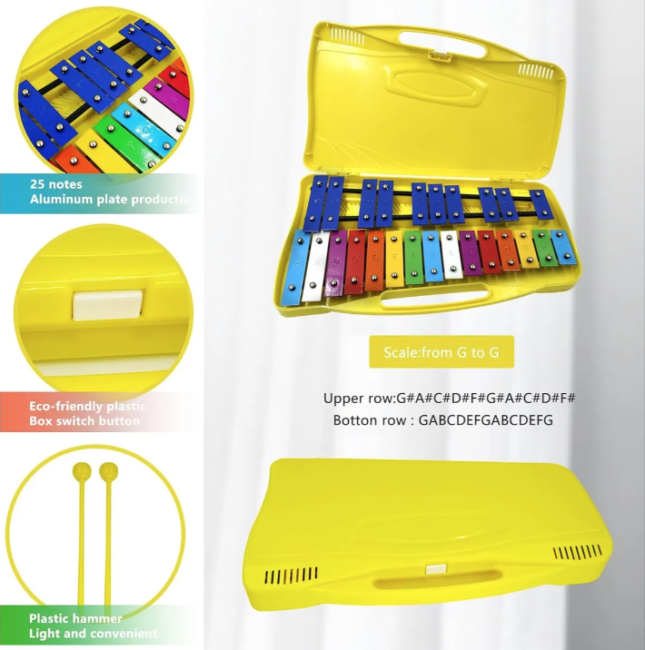 Metal fono 25 Notas Crom tico Did ctico Infantil Amarillo Amarillo-4