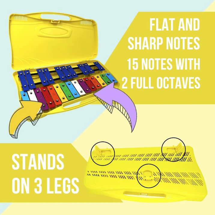 Metal fono 25 Notas Crom tico Did ctico Infantil Amarillo Amarillo-5