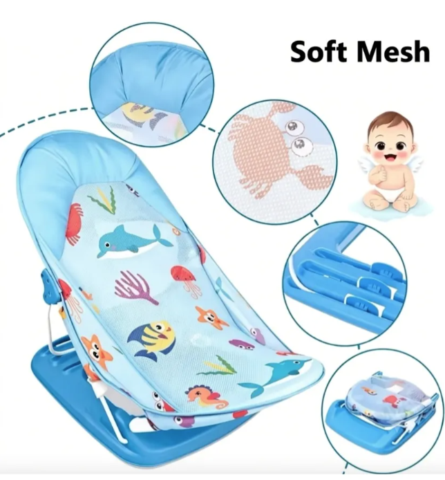 Silla Asiento De Ba o Bebe Plegable Reclinable Con Almohada-7