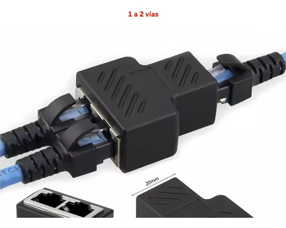 Adaptador Divisor Rj45 Ethernet 1 A 2 Vias Conector Hembra-3